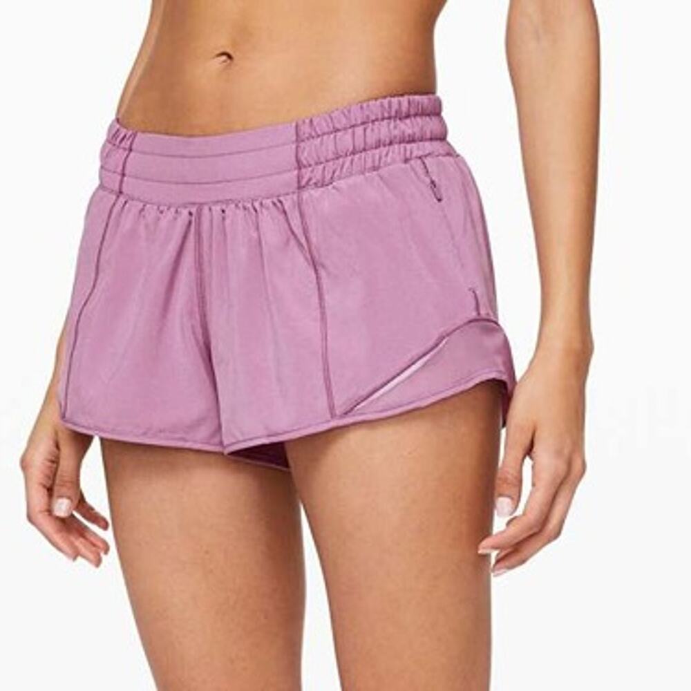 Lululemon Jubilee Purple Hotty Hot Low Rise Lined 2.5" Running Shorts Size 10